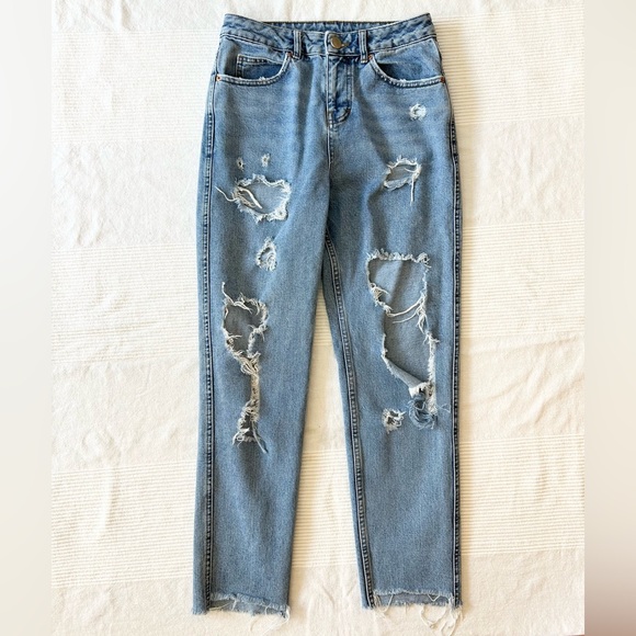 Asos High Rise Step Cut out Destroyed Jeans - Picture 2 of 10